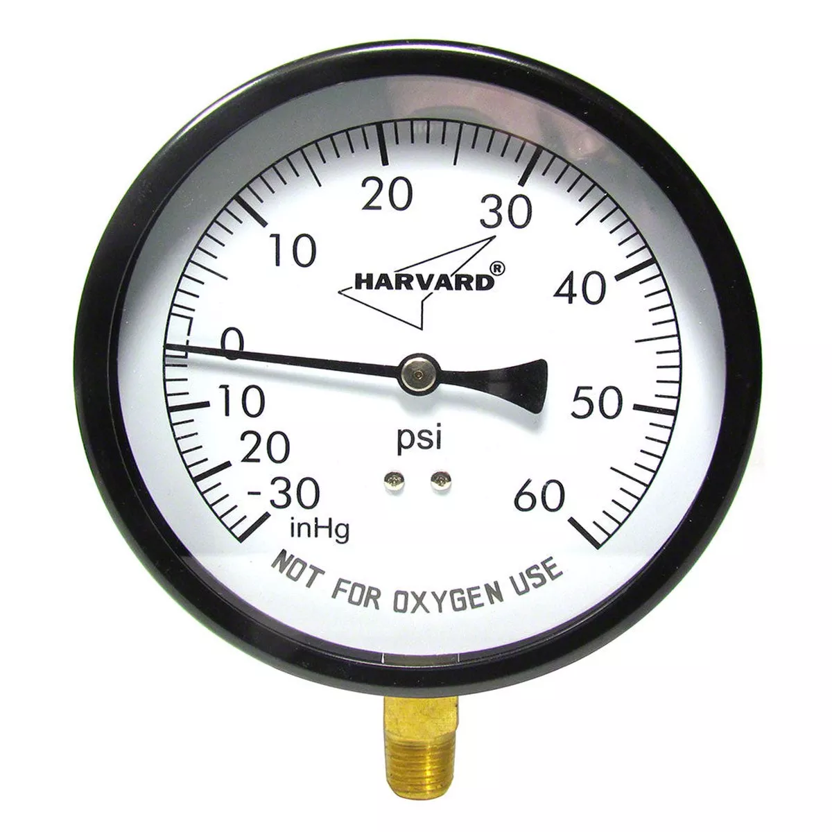 -30 to 60 PSI Vacuum/Pressure Gauge – 1/4 Inch Bottom Mount – 4-1/2 Inch Face – Stainless Steel Case