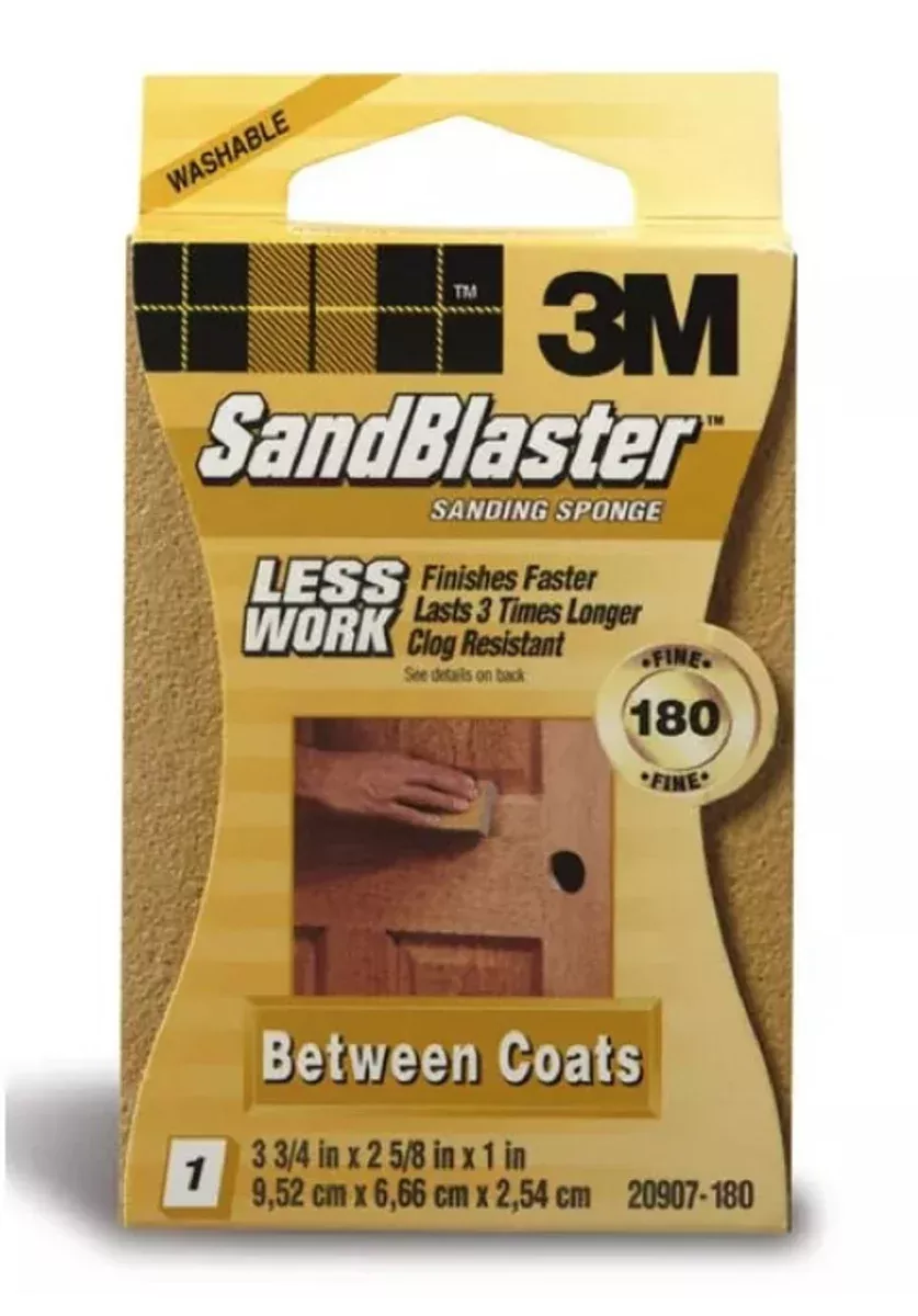 3M Sandblaster Flat Surface Sanding Sponge, Gold, 180 Grit, .1 lbs