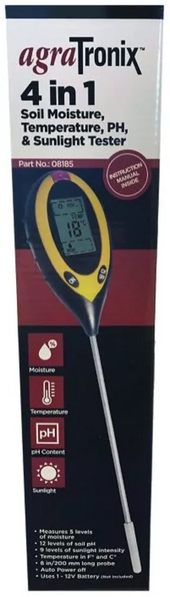 AgraTronix 08185X4 Soil Moisture Temperature PH and Sunlight Tester 4-in-1