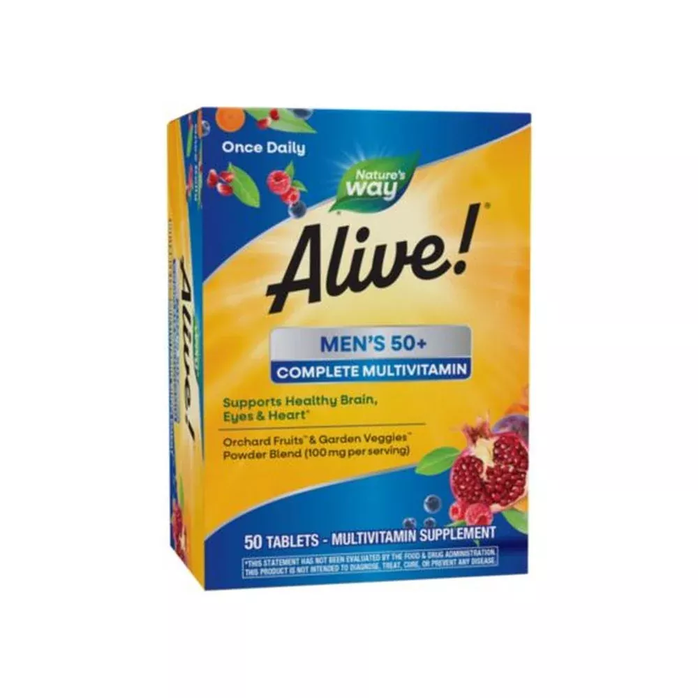 Alive! Men's 50+ Multivitamin with High Potency B-Vitamins (50 Tablets)