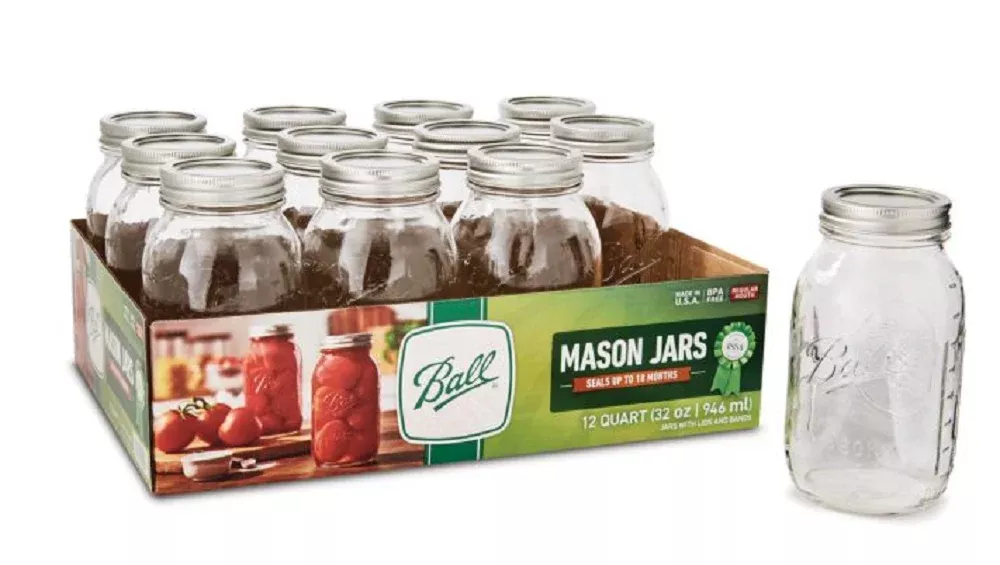 Ball 62000 32 oz. Capacity Regular Mouth Canning Jars, 12 ct.