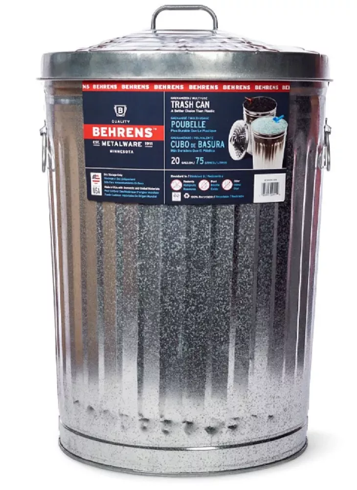 Behrens 1211 Galvanized Steel Utility/Trash Can, 20 gal.