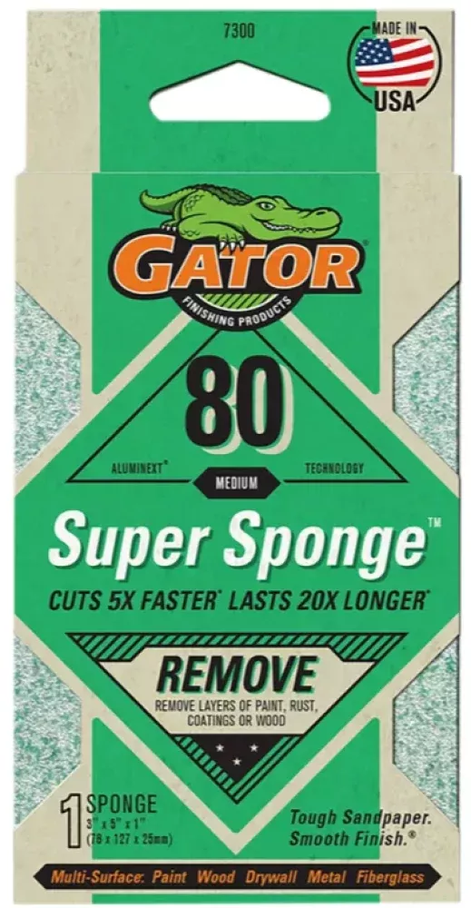 Big Gator Tools 7300 80 Grit Medium Gator Premium Sanding Sponge