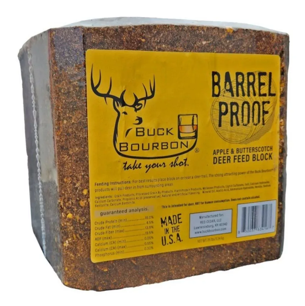 Buck Bourbon Barrel Proof Apple Butterscotch Attractive Deer Feed, 25 lb. Block