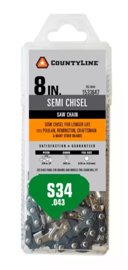CountyLine 14334TSC S34 Semi Chisel Chainsaw Chain - 8 in. 34 Drive Link