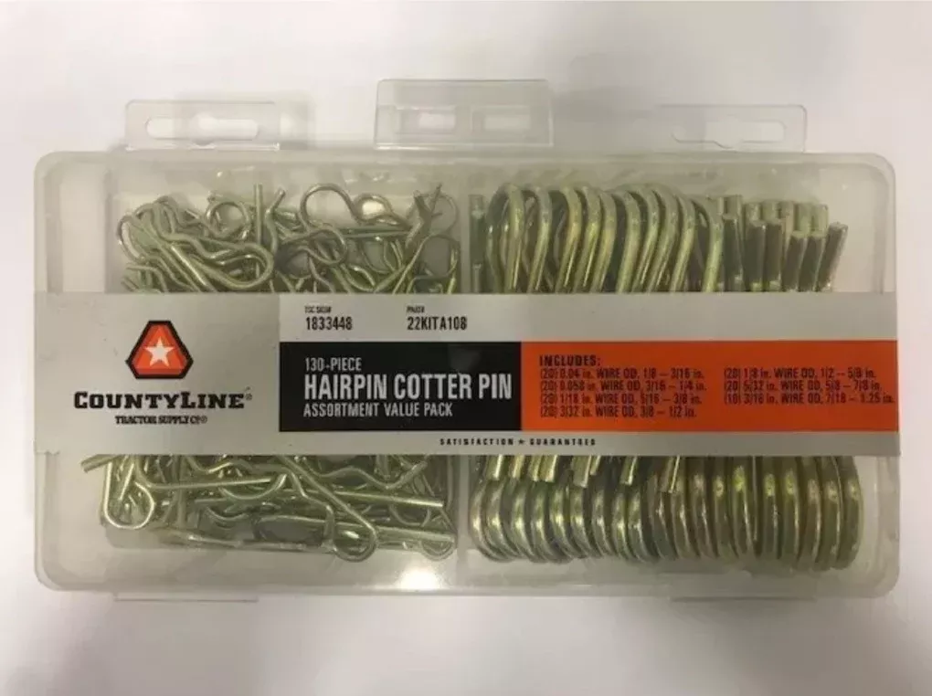 CountyLine 22KITA108 Hairpin Cotter Pin Kit, Assortment Value Pack - 130 pieces