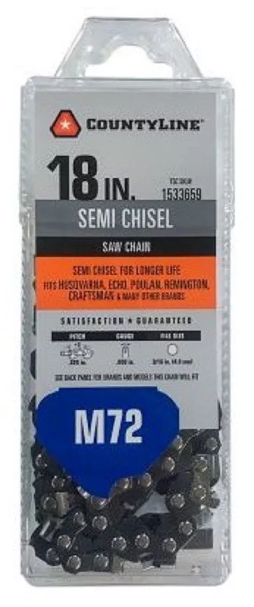 CountyLine 25072TSC Chainsaw Chains 18 Inch 72 Link Semi Chisel Steel