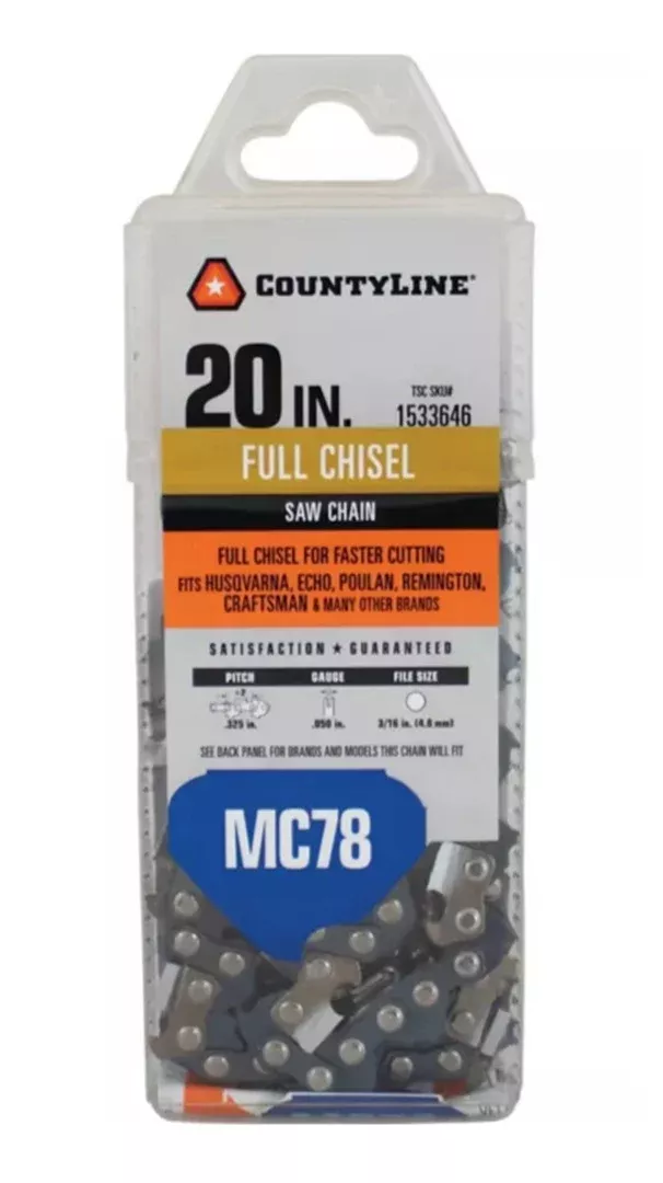 CountyLine 75078NSTSC Full Chisel Chainsaw Chain - 20 in. 78 Drive Link