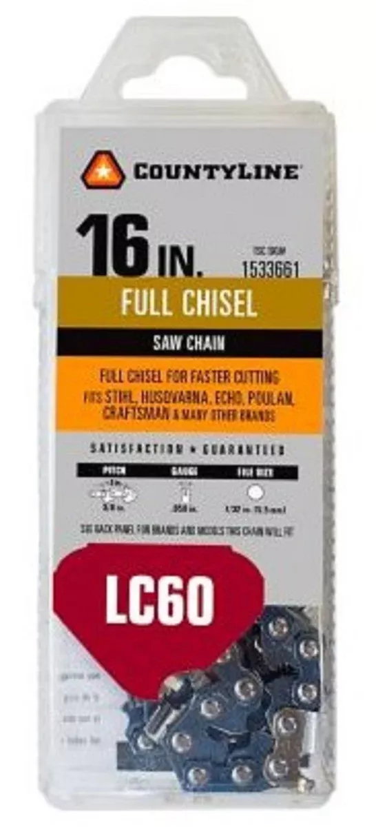 CountyLine 85060NSTSC Chainsaw Chains 16 Inch 60 Link Full Chisel