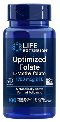 Enhanced Folate - L-Methylfolate - 1,700 MCG (100 Vegetarian Tablets)