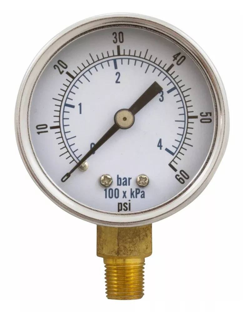 Generic 17-555-1012 0.13" MPT, 0-60 PSI, Bottom Mount Filter Pressure Gauge