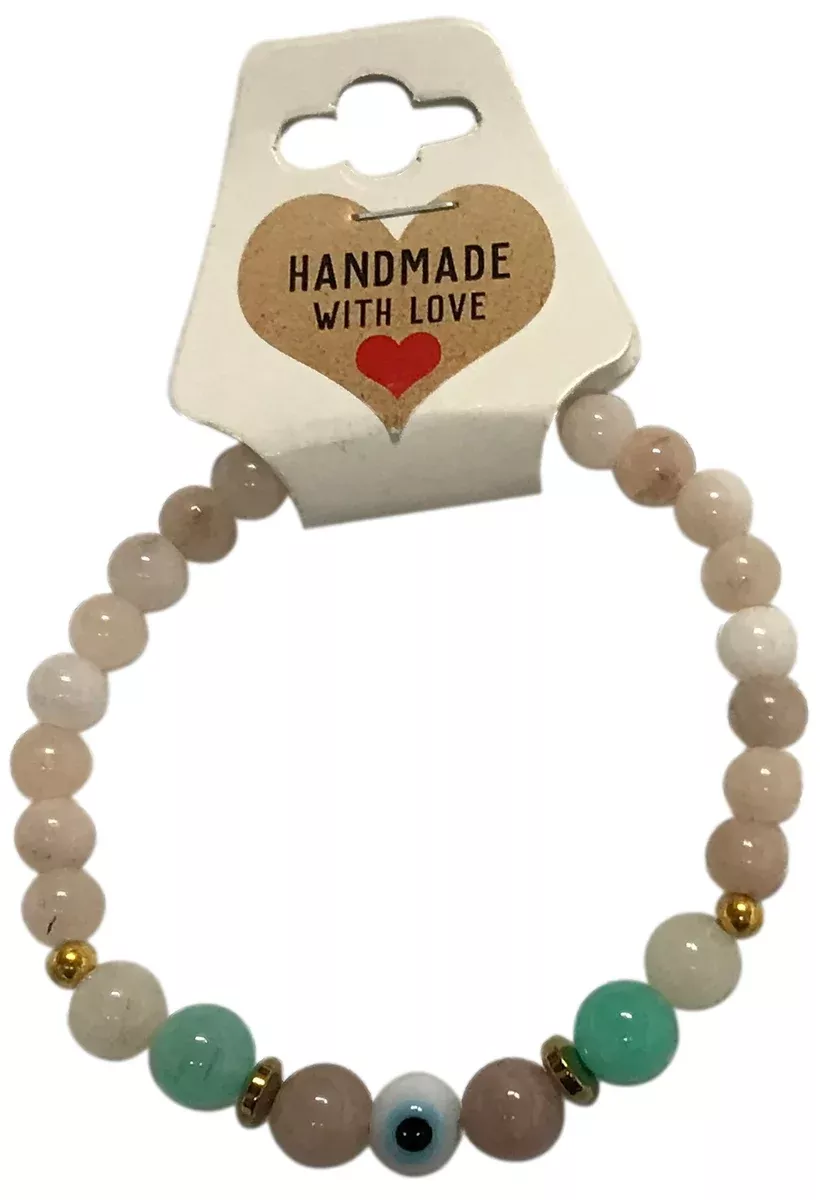 Handmade Gemstone Beaded Bracelet Crystal Rose Quartz Boho Style Minimalist