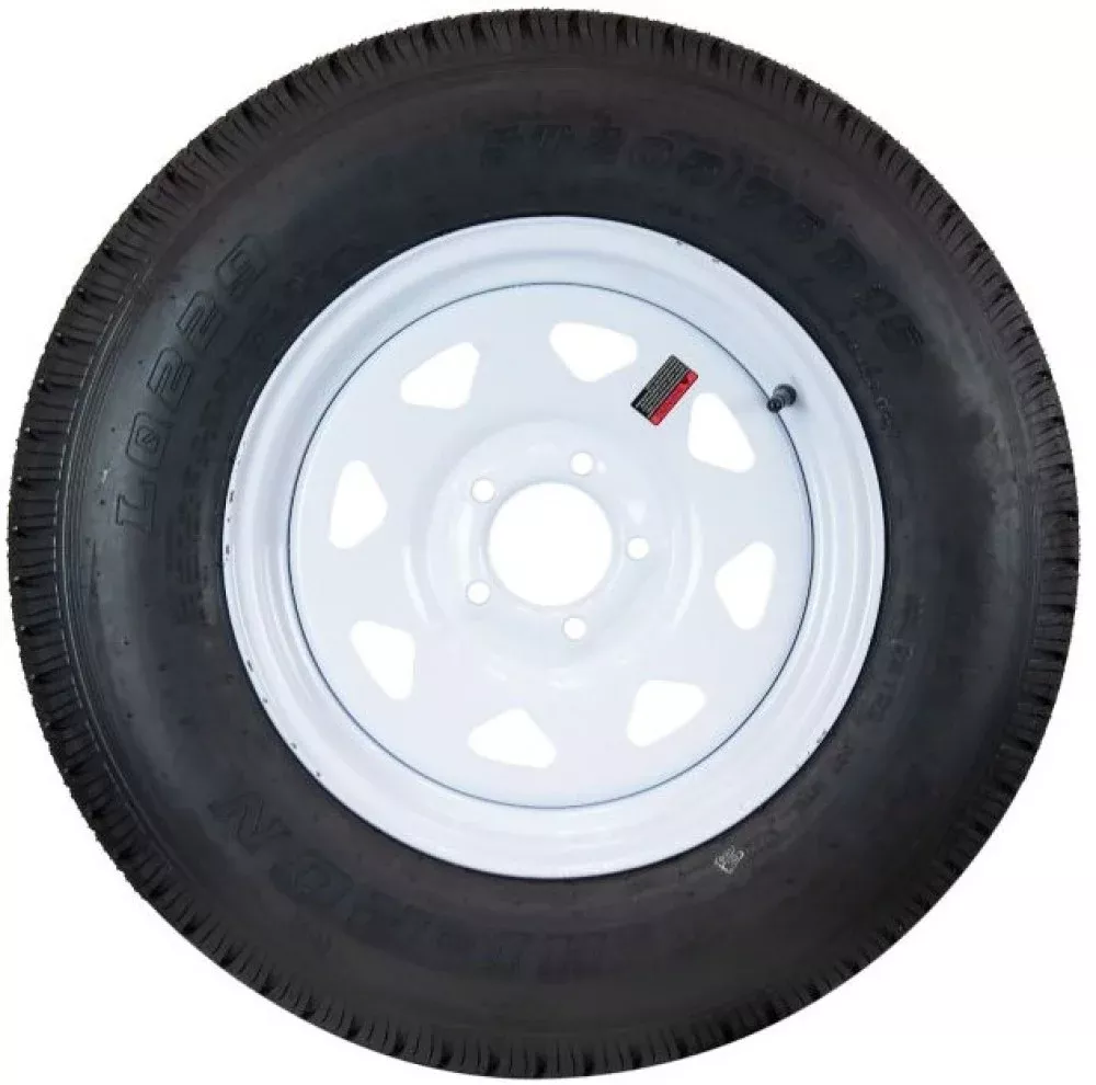 Hi-Run ASB1004 - Trailer Tire, ST205/75D15, 5-Hole White Spoke Wheel, ASB1004