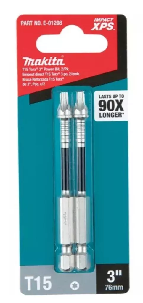 Makita E-01208 Impact XPS T15 Torx 3 in. Power Bits - 2 pcs.