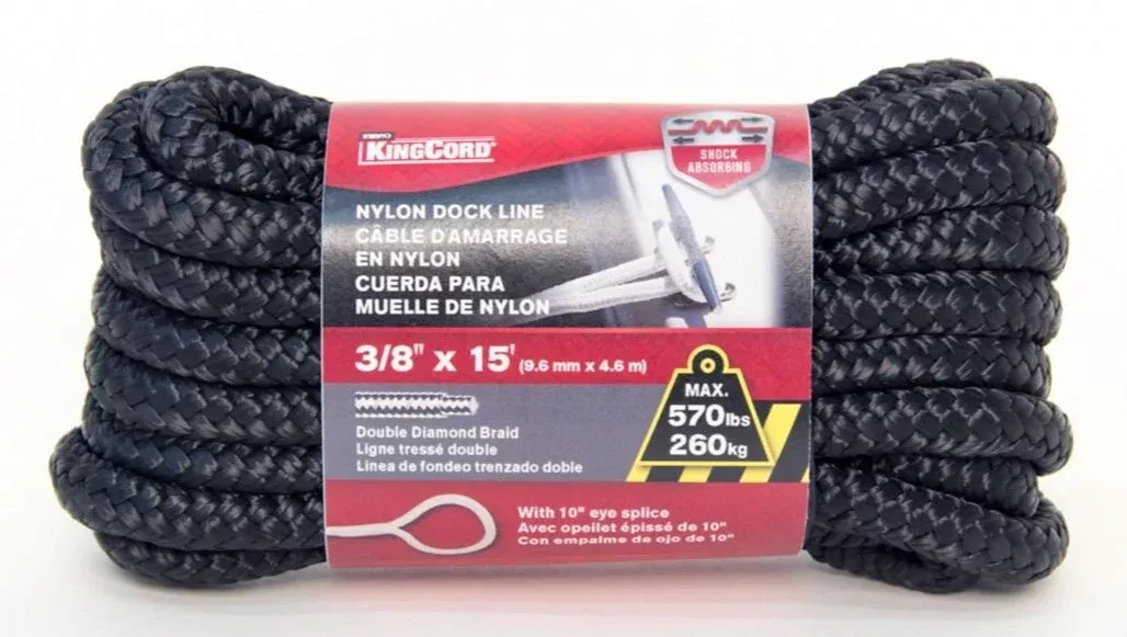 Mibro 458901BGTS Nylon Double Diamond Braid Marine Dock Line - 3/8in x 15ft