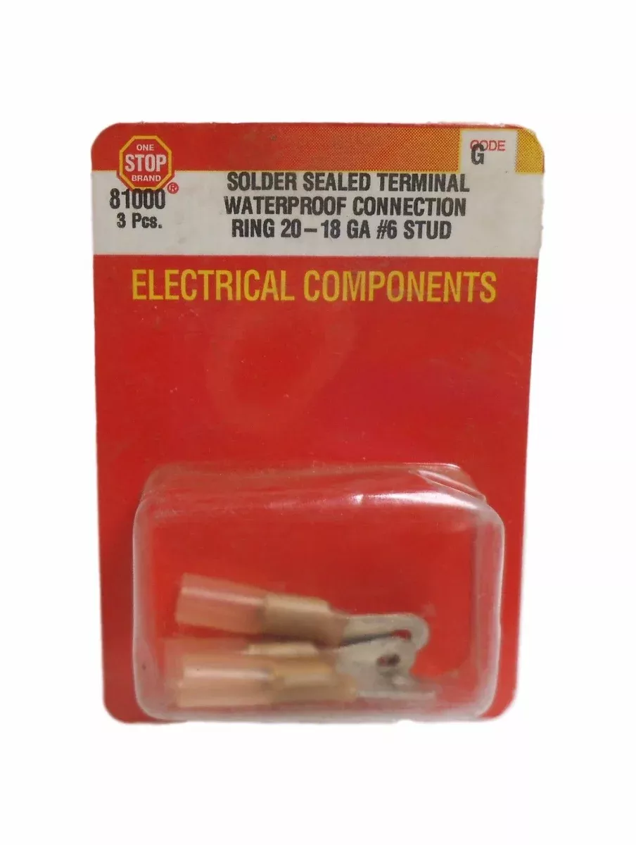 One Stop Brand 81000 Solder Sealed Terminal Waterproof Connection Ring #6 Stud