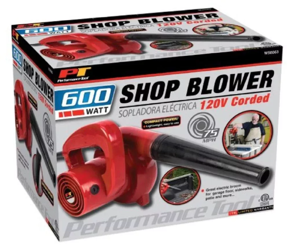 Performance Tool Corded Electric Garage Shop Leaf Blower 75 MPH/75 CFM 600W