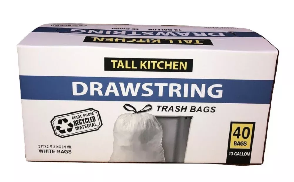 Revolution JAD40DS Drawstring Kitchen Trash Bags, 13 gal., 40 ct.