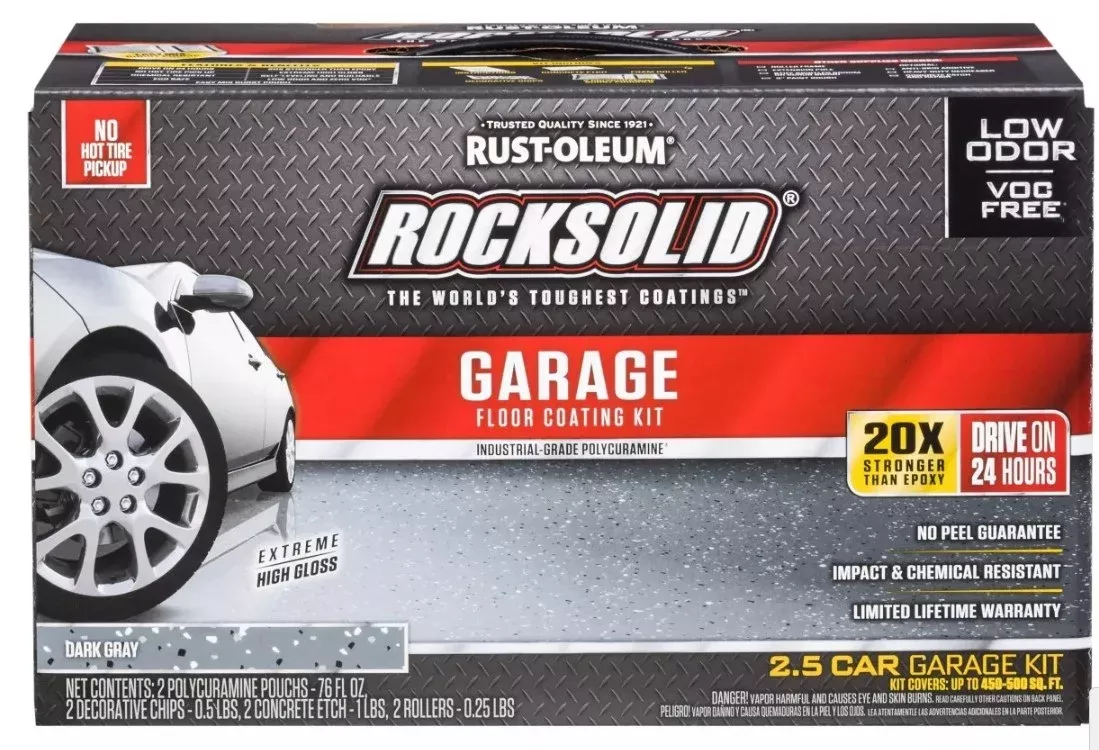 Rust-Oleum 180 oz. Dark Gray RockSolid Polycuramine Garage Floor Coating Kit