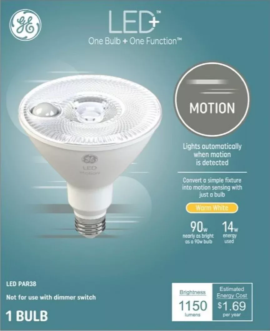 Savant 93128971 GE LED Outdoor Floodlight Bulb, Automatic Motion Light Sensor