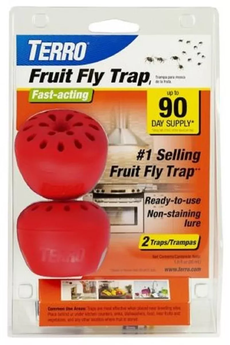 TERRO T2502 Indoor and Outdoor Fruit Fly Traps Reusable Plastic