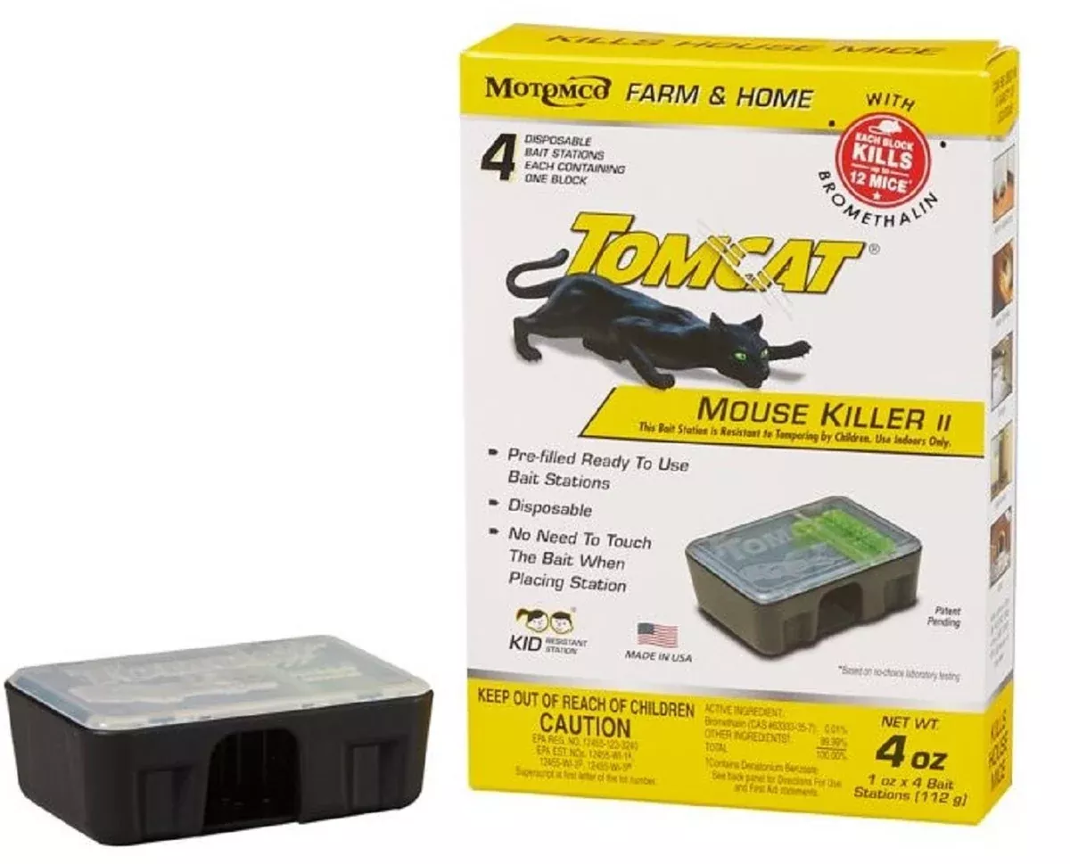 Tomcat 23640 Mouse Killer Disposable Kid-Resistant Mouse Bait Stations 4 Pack