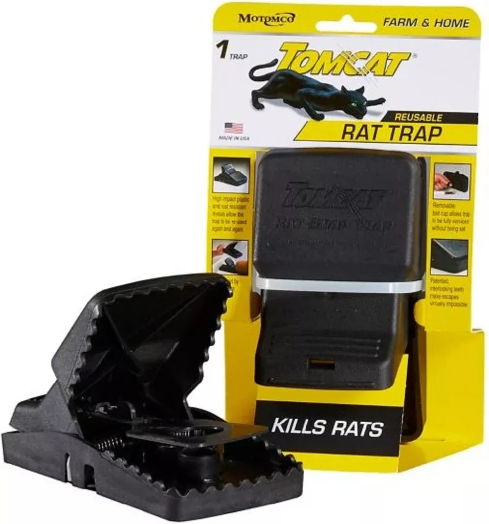 Tomcat 33521 Indoor and Outdoor Rat Snap Trap Reusable Plastic Black