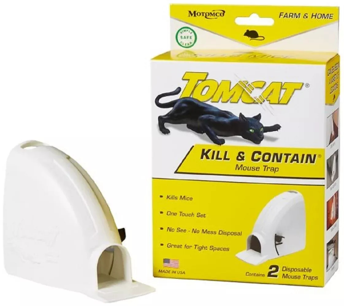 Tomcat 33542 Indoor and Outdoor Kill and Contain Mouse Traps Disposable 2 Pack