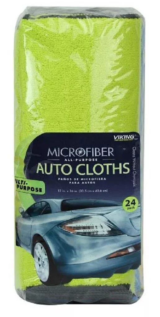 Viking 85340 Polyester Microfiber Auto Cleaning Towels Cloths, Assorted 24-Pcs.